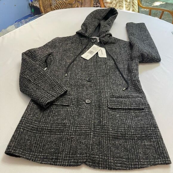 NWT THAKOON Addition Wool Blend Gray Melange Hooded Blazer Coat Jacket Size M - Picture 6 of 10